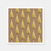 ゴールドフォイルモダンクリスマスツリー紙ナプキンス スタンダードカクテルナプキン (正面)