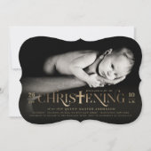 ゴールドフォイルモダンクロスはっきりした《キリスト教》洗礼式や命名式宗教 招待状 (正面)