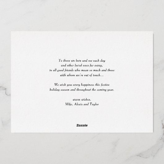 ゴールドフォイルモダンストライプフォトハッピー新年 箔シーズンカード (裏面)