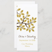 ゴールドフォイルモダンツリー結婚のメニューカード メニュー (正面/裏面)