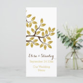 ゴールドフォイルモダンツリー結婚のメニューカード メニュー (スタンド正面)