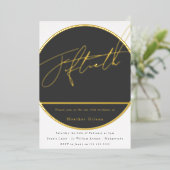 ゴールドフォイルモダンメンズ女性50th誕生日パーティー 箔招待状 (立ち正面)