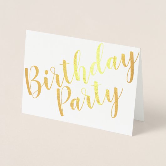 ゴールドフォイルモダン誕生日パーティー招待写真 箔カード (正面)