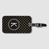 ゴールドフォイルモノグラムアンドスターズラゲッジホテルバッグラベル ラゲッジタグ (正面横)