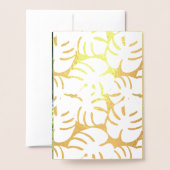 ゴールドフォイルモンステラトロピカル結婚式招待状 箔カード (裏面封筒付き)