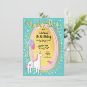 ゴールドフォイルユニコーンバースデーパーティ招待状 招待状 (スタンド正面)