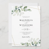 ゴールドフォイルユーカリ植物学結婚式招待状 招待状 (正面)