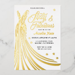 ゴールドフォイルラグジュアリーガウン60thバースデーパーティ実在ー 箔招待状