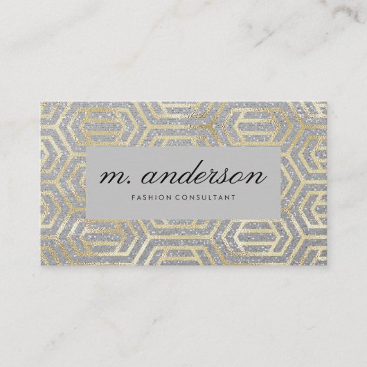 ゴールドフォイルラグジュアリーパターン 名刺 (正面)