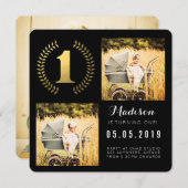 ゴールドフォイルリース1stバースデーフォトカード 招待状 (正面/裏面)