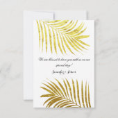 ゴールドフォイルリーフトロピカル結婚トピカエレガントルズ サンキューカード (裏面)