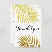 ゴールドフォイルリーフトロピカル結婚トピカエレガントルズ サンキューカード (正面/裏面)