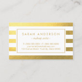 ゴールドフォイルルックアップタイポグラフィと白ストライプ色 名刺 (裏面)