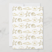 ゴールドフォイルルックシーシェルシックビーチブライダルシャワー 招待状 (裏面)