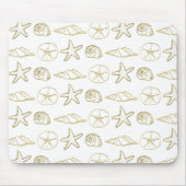 ゴールドフォイルルックシーシェルシックビーチホエレガントワイト マウスパッド (正面)