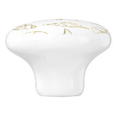 ゴールドフォイルルックシーシェルシックビーチ白エレガント色 セラミックノブ (側面)