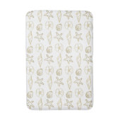 ゴールドフォイルルックシーシェルシックビーチ白エレガント色 バスマット (正面縦)