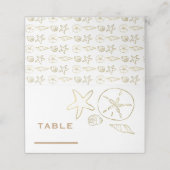 ゴールドフォイルルックシーシェルシックビーチ白エレガント色 プレイスカード (外部開封)