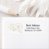 ゴールドフォイルルックシーシェルシックビーチ白エレガント色 ラベル (インサイチュ)