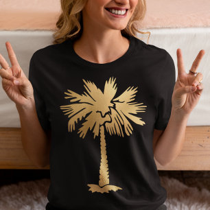 ゴールドフォイルルックパームツリーサマービーチ トライブレンドＴシャツ