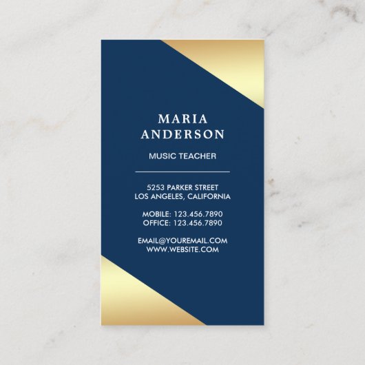 ゴールドフォイルレインボーギターミュージック先生ギタリスト 名刺 (裏面)