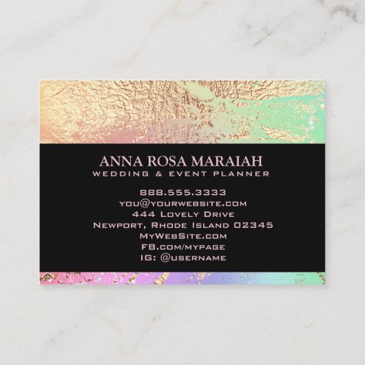 *~*ゴールドフォイルレインボー結婚美しいエレガント 名刺 (裏面)