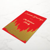 ゴールドフォイルレッドウォーターの色のツリー写真クリスマス 箔シーズンカード (回転した状態)