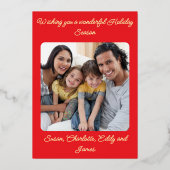 ゴールドフォイルレッドウォーターの色のツリー写真クリスマス 箔シーズンカード (裏面)