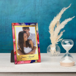 ゴールドフォイルレッドパープル抽象芸術DIY写真 フォトプラーク