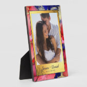 ゴールドフォイルレッドパープル抽象芸術DIY写真 フォトプラーク (側面)