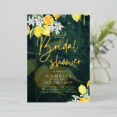 ゴールドフォイルレモンザイストブライダルシャワーQRコード 箔招待状 (立ち正面)