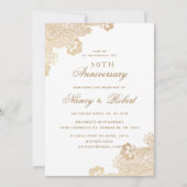 ゴールドフォイルレースホワイト結婚50周年記念 招待状 (正面)