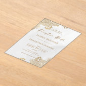 ゴールドフォイルレース華美ヌエストラスペインのボダ結婚ズ アクリル招待状 (レイダウン)