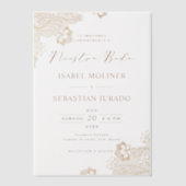 ゴールドフォイルレース華美ヌエストラスペインのボダ結婚ズ ベラム紙招待状 (正面)