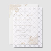ゴールドフォイルレース華美ヌエストラスペインのボダ結婚ズ ベラム紙招待状 (オフセット (招待状))