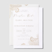 ゴールドフォイルレース華美ヌエストラスペインのボダ結婚ズ ベラム紙招待状 (オフセット)