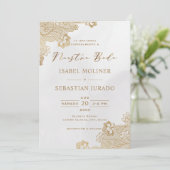 ゴールドフォイルレース華美ヌエストラスペインのボダ結婚ズ 招待状 (スタンド正面)