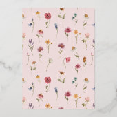 ゴールドフォイルワイルドフラワーガールベビーシャワー 箔招待状 (裏面)