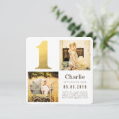 ゴールドフォイルワンバースデーフォトカード 招待状 (スタンド正面)