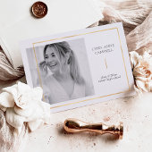 ゴールドフォイルワンフォトモダンシンプル卒業パーティー 箔招待状