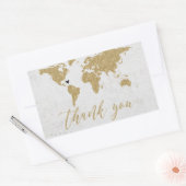 ゴールドフォイルワールドマップデスティネーションウェディングありがとう 長方形シール (封筒)