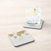 ゴールドフォイルワールドマップデスティネーションウェディングモノグラム コースター (右側)