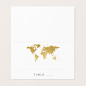 ゴールドフォイルワールドマップデスティネーショントラベル座席表 名刺 (外部フラット)