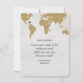 ゴールドフォイルワールドマップ私の花の女の子になる 招待状 (裏面)