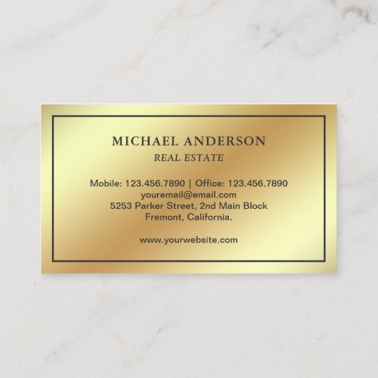 ゴールドフォイルヴィンテージアンティーク実在鍵エステート 名刺 (裏面)