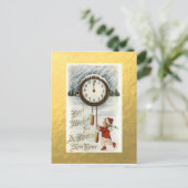 ゴールドフォイルヴィンテージハッピーニューイヤー挨拶 シーズンポストカード (スタンド正面)