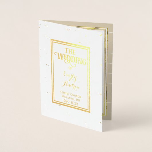 ゴールドフォイルヴィンテージハミングバード結婚式 プログラム (正面)