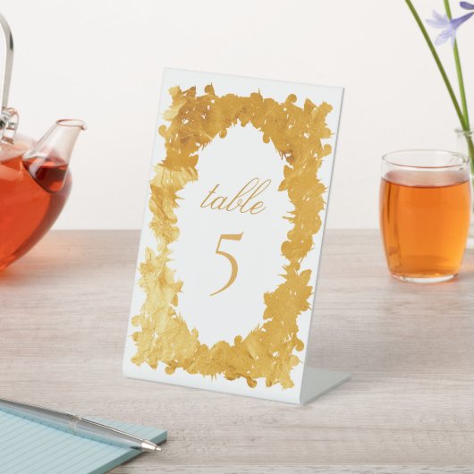 ゴールドフォイルヴィンテージリーステーブル 台座サイン (インサイチュ)