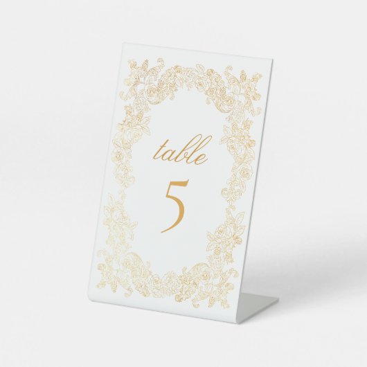 ゴールドフォイルヴィンテージリーステーブル 台座サイン (正面)