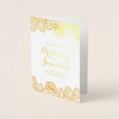 ゴールドフォイルヴィンテージレースエレガントなウェディングプログラム 箔カード (正面)